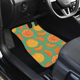 Orange Fruit Pattern Green Background Front And Back Car Mats