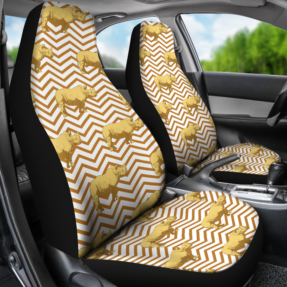 Rhino Yellow Theme Pattern  Universal Fit Car Seat Covers