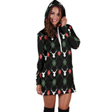 Deer Christmas New Year Pattern Argyle Women'S Hoodie Dress
