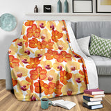 Orange Yellow Orchid Flower Pattern Background Premium Blanket
