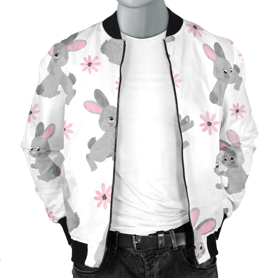 Watercolor Cute Rabbit Pattern Men'S Bomber Jacket