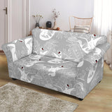 White Swan Gray Background Loveseat Couch Slipcover