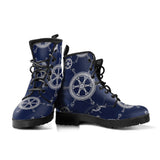 Nautical Steering Wheel Design Pattern Leather Boots