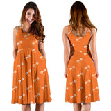 Engine Piston Orange Background Pattern Print Design 05 Sleeveless Midi Dress