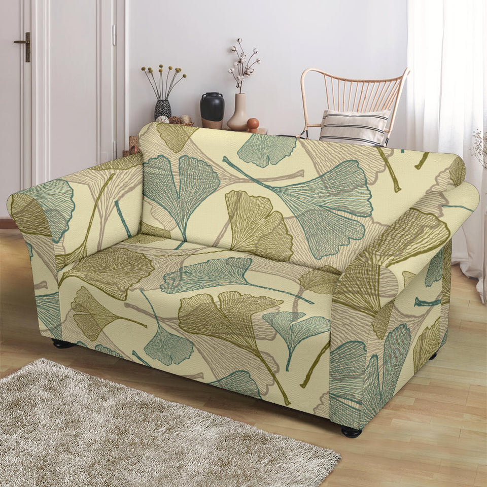 Ginkgo Leaves Design Pattern Loveseat Couch Slipcover