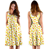 Fried Eggs Pattern Print Design 05 Sleeveless Midi Dress