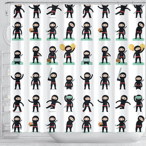 Cute Ninja Katana Sword Pattern Shower Curtain Fulfilled In US