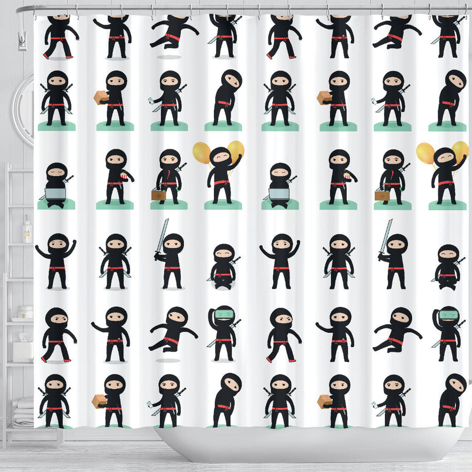 Cute Ninja Katana Sword Pattern Shower Curtain Fulfilled In US