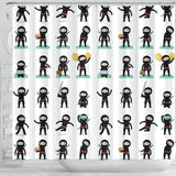 Cute Ninja Katana Sword Pattern Shower Curtain Fulfilled In US