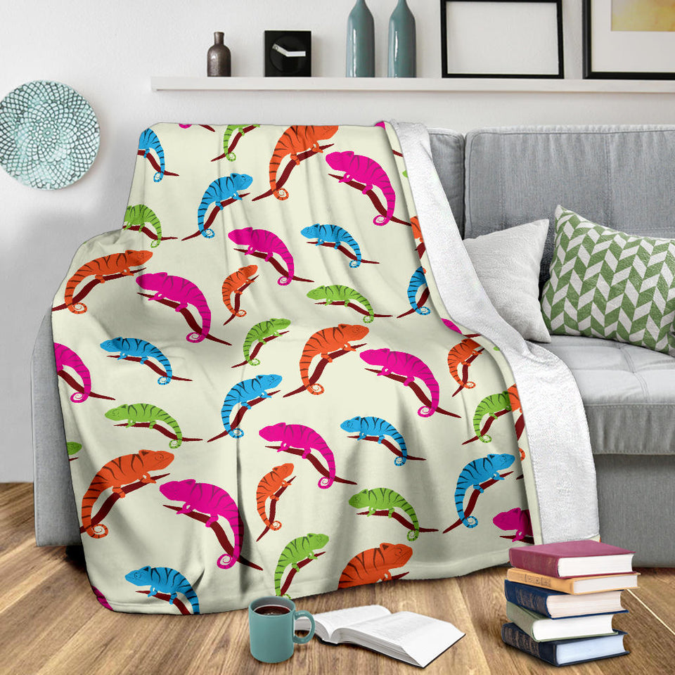 Colorful Chameleon Lizard Pattern Premium Blanket