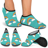 Rainbow Pattern Green Background Aqua Shoes