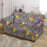 Cute Yellow Monkey Leaves Pattern Loveseat Couch Slipcover