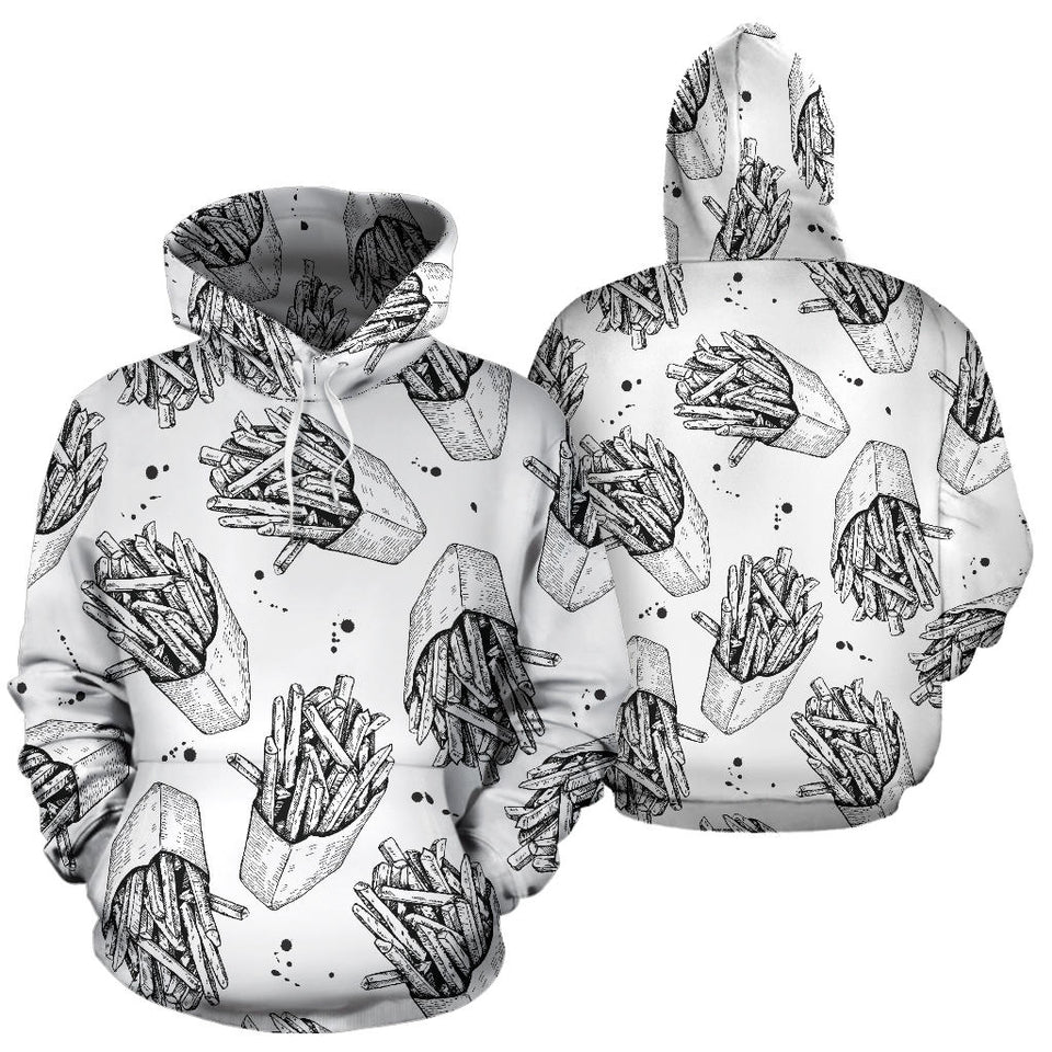 Hand Drawn French Fries Pattern Men Women Pullover Hoodie