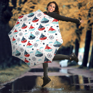 Cute Color Paper Sailboat Pattern Umbrella