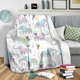 Cute Elephant Mouse Pattern Premium Blanket