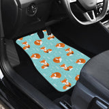Fox Pattern Blue B Ackground Front And Back Car Mats