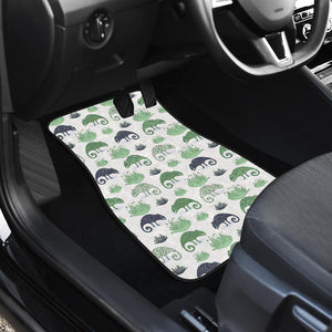 Chameleon Lizard Succulent Plant Pattern  Front Car Mats