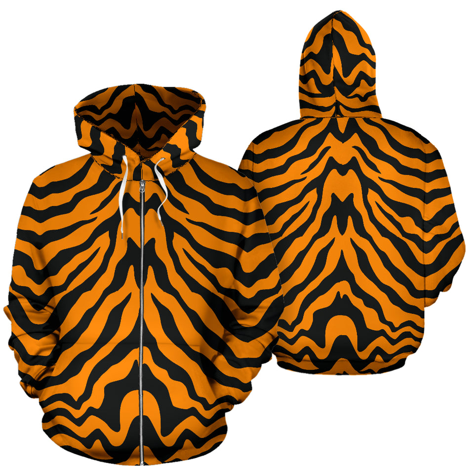 Bengal Tigers Skin Print Pattern Zip Up Hoodie