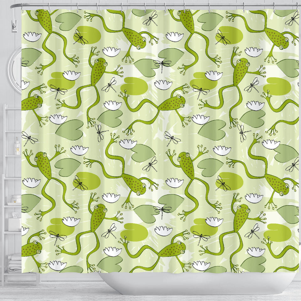 Cute Frog Dragonfly Pattern Shower Curtain Fulfilled In US