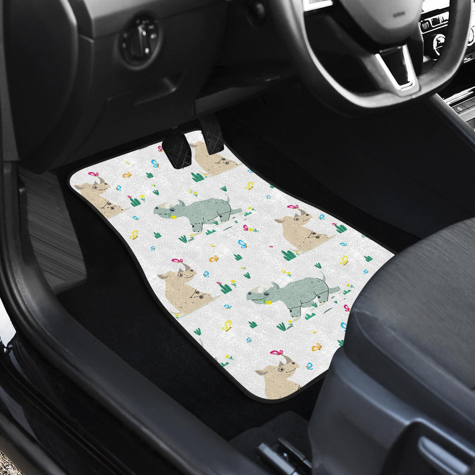 Cute Rhino Pattern Front And Back Car Mats