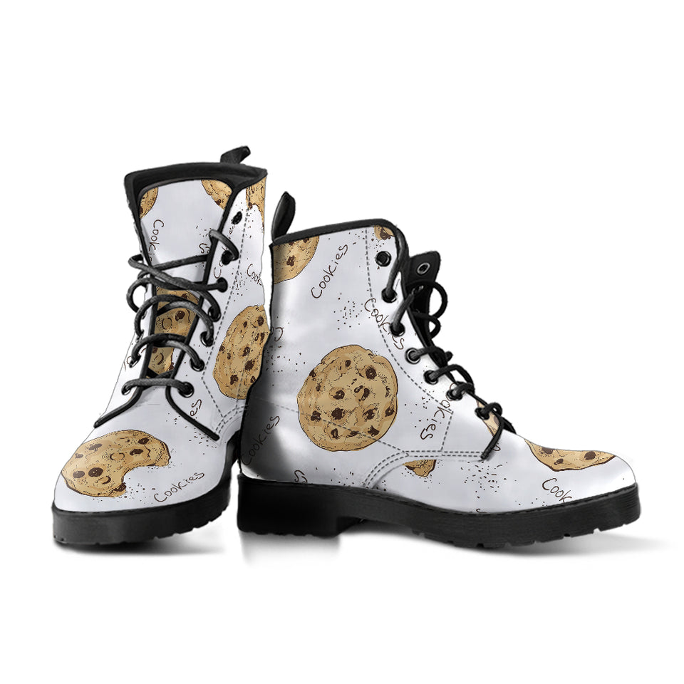 Sketch Style Cookie Pattern Leather Boots