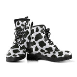 Cow Skin Pattern Leather Boots