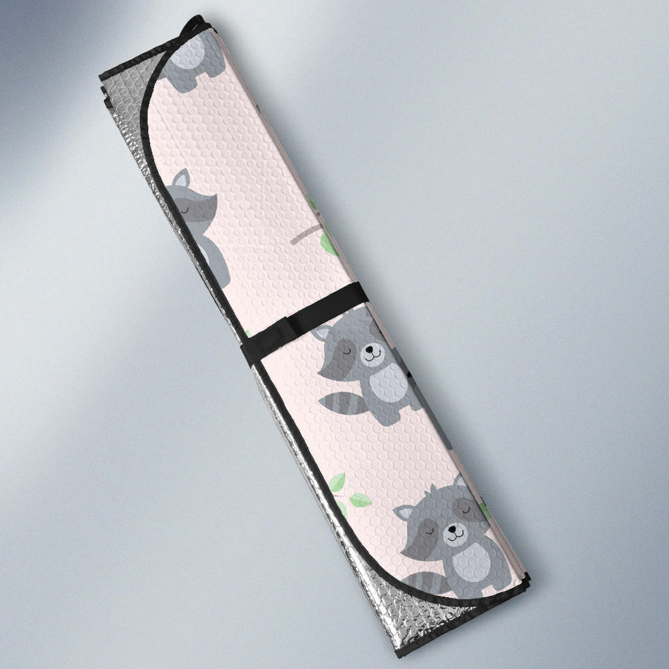 Cute Raccoons Leaves Pattern Car Sun Shade