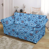 Anchors Rudder Compass Star Nautical Pattern Loveseat Couch Slipcover