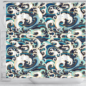 Japanese Wave Pattern Shower Curtain Fulfilled In US
