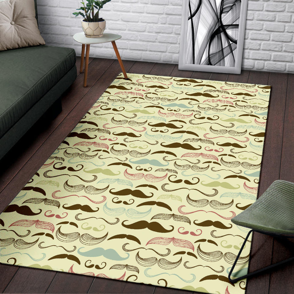 Mustache Beard Pattern Print Design 01 Area Rug