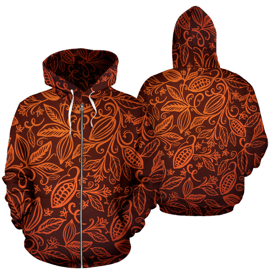 Cocoa Beans Tribal Polynesian Pattern Zip Up Hoodie