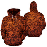 Cocoa Beans Tribal Polynesian Pattern Zip Up Hoodie