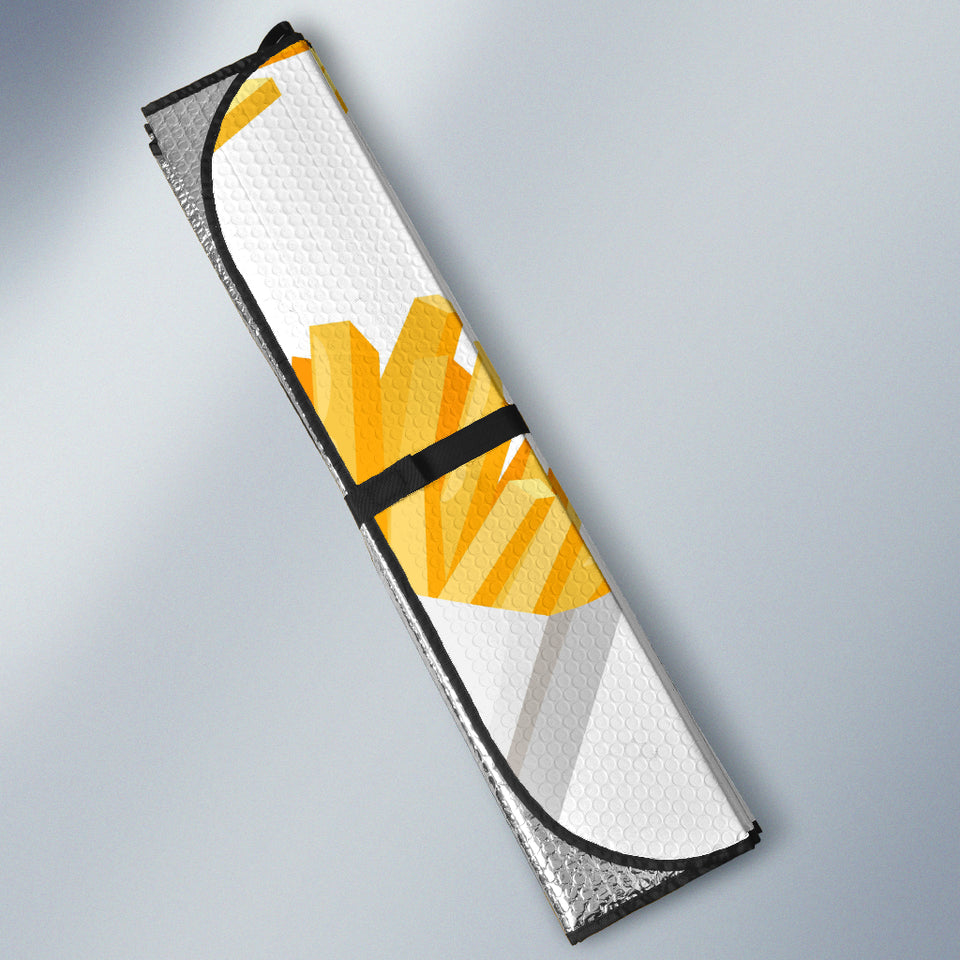 French Fries White Paper Box Pattern Car Sun Shade