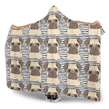 Happy Pug Pattern Hooded Blanket