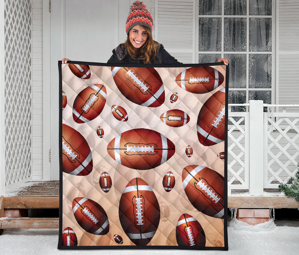 American Football Ball Design Pattern Premium Quilt