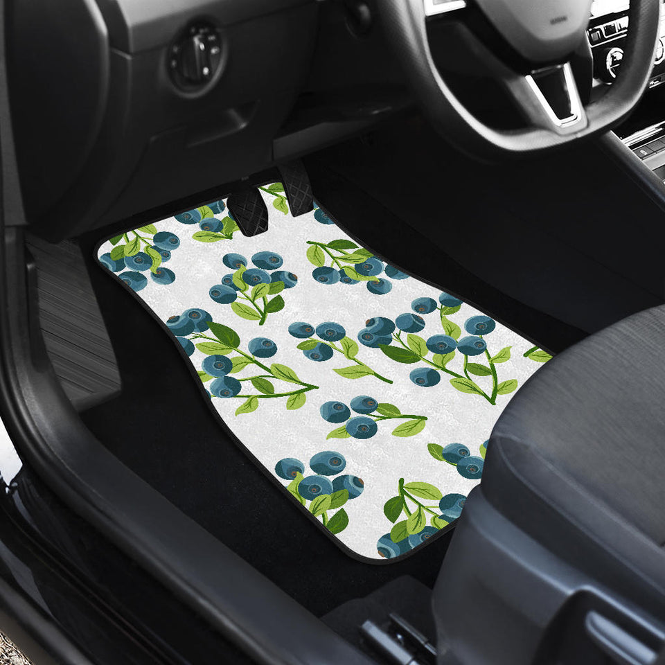 Blueberry White Background Front And Back Car Mats