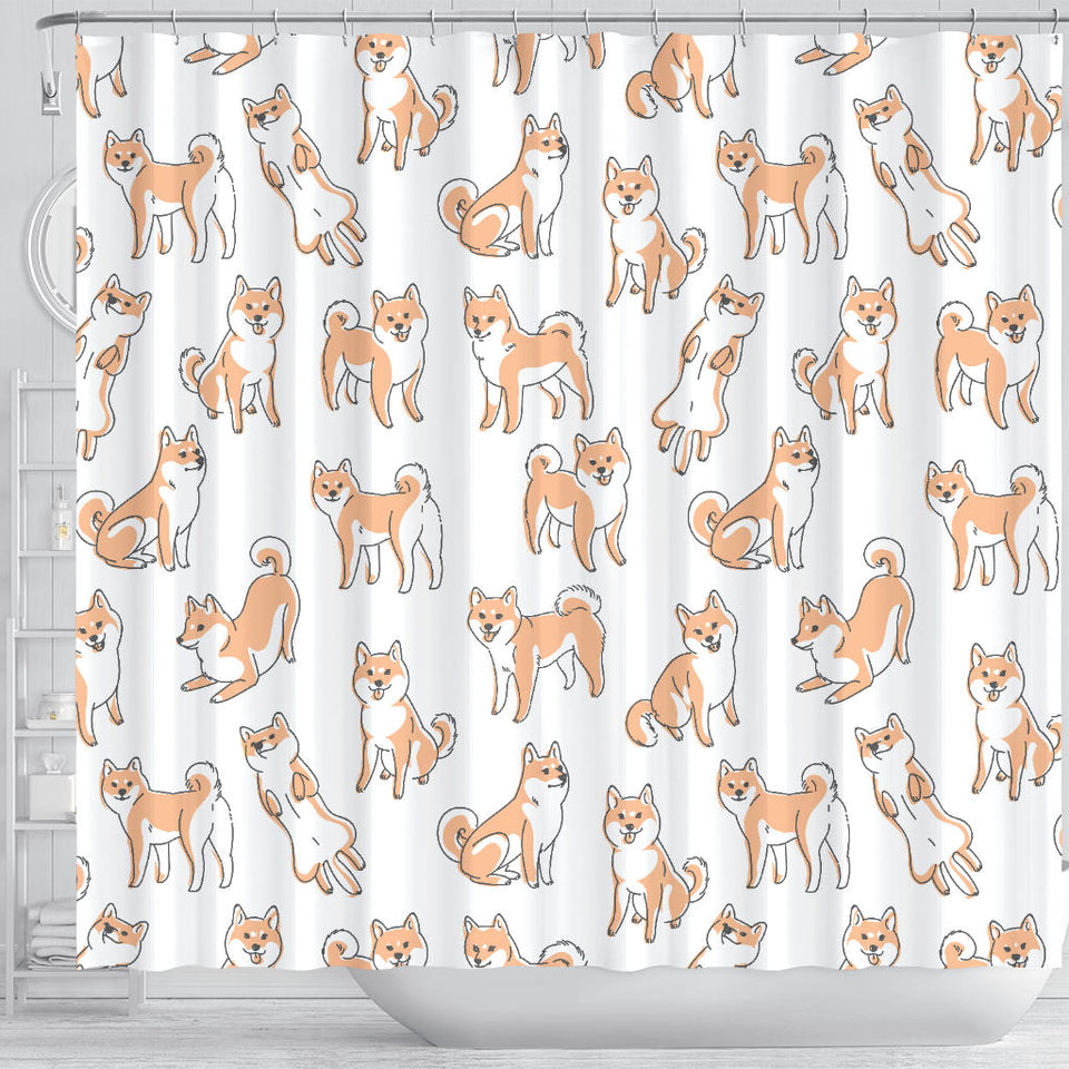 Shiba Inu Dog Pattern Shower Curtain Fulfilled In US