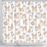 Shiba Inu Dog Pattern Shower Curtain Fulfilled In US