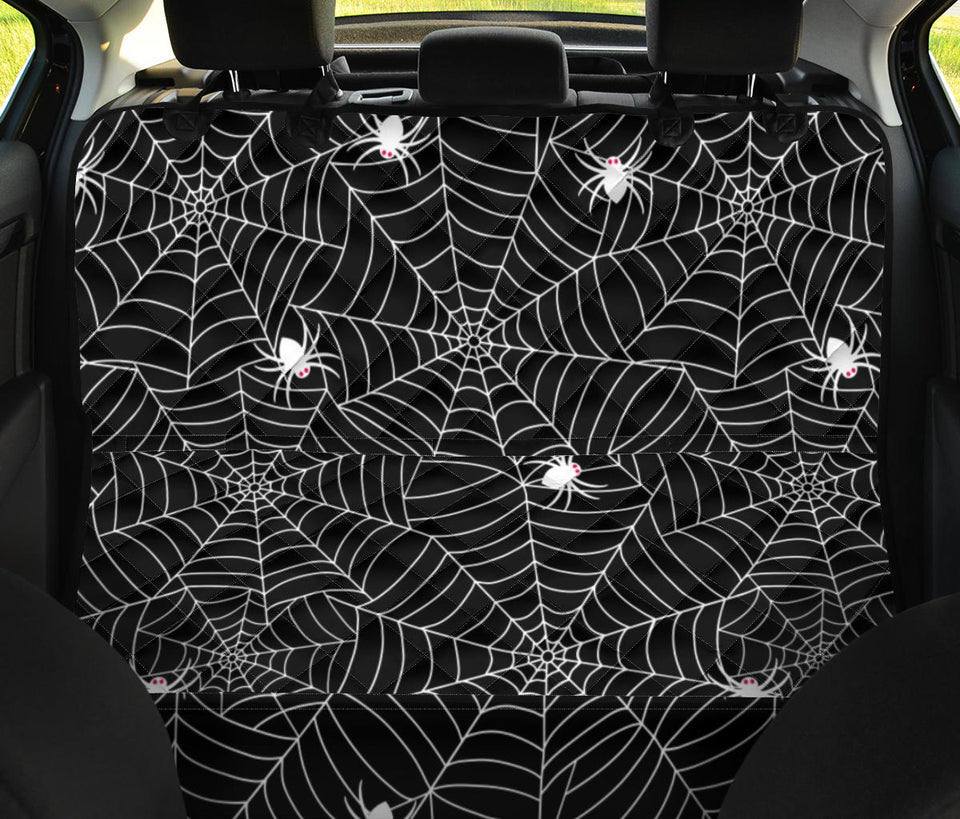 Spider Web Design Pattern Black Background White Cobweb Dog Car Seat Covers