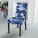 Blue Camo Camouflage Pattern Dining Chair Slipcover