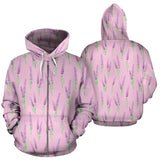 Lavender Pattern Pink Background Zip Up Hoodie