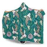 Koi Fish Carp Fish Lotus Pattern Hooded Blanket