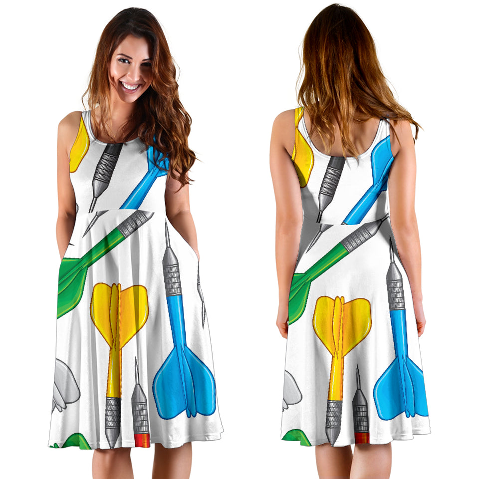 Darts Pattern Print Design 03 Sleeveless Midi Dress