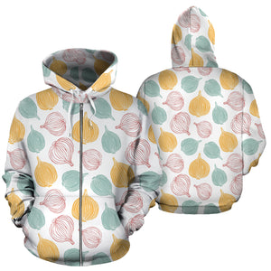 Colorful Onions White Background Zip Up Hoodie