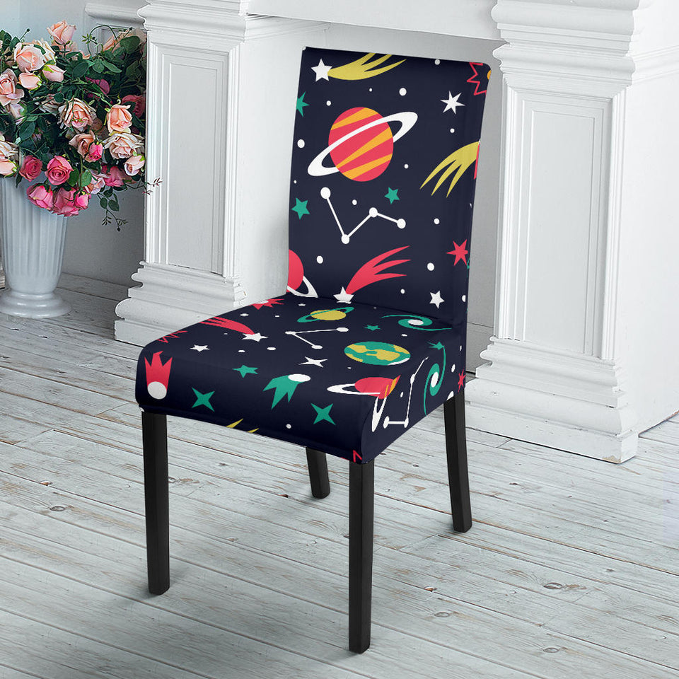 Colorful Space Pattern Planet Star Dining Chair Slipcover