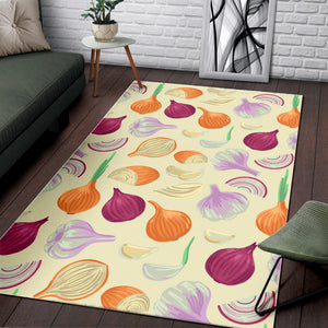 Onion Garlic White Red Pattern Area Rug