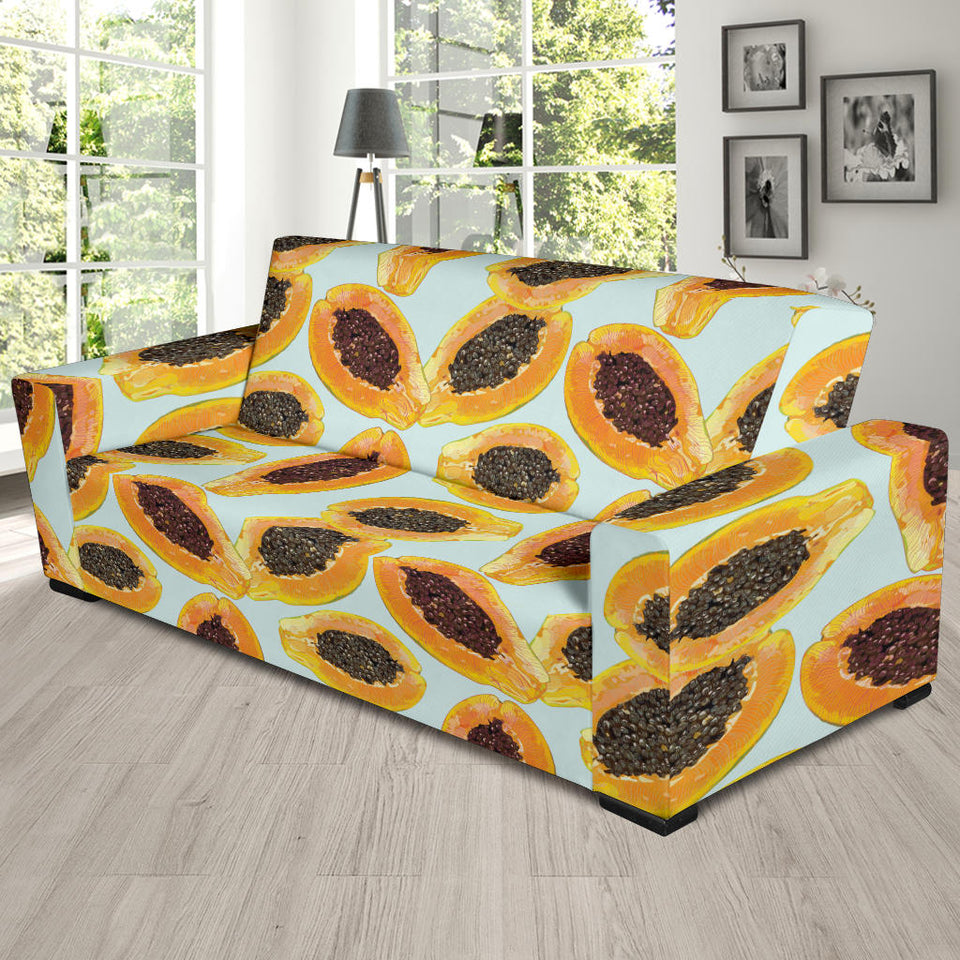 Watercolor Papaya Pattern Sofa Slipcover