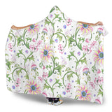 Beautiful Pink Lotus Waterlily Leaves Pattern Hooded Blanket