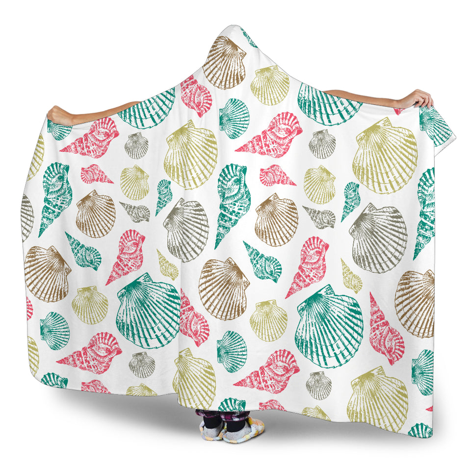 Colorful Shell Pattern Hooded Blanket
