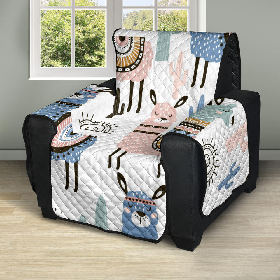 lama Alpaca cactus hand drawn pattern Recliner Cover Protector